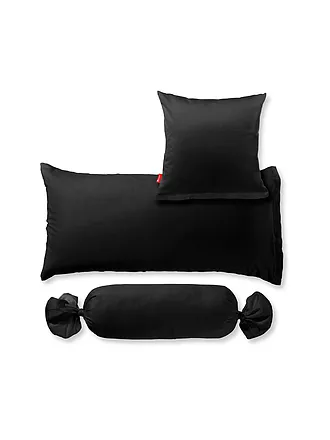 FLEURESSE | Satin-Kissenbezug "Royal Uni" 2-er 40x80cm (Petrol) | schwarz